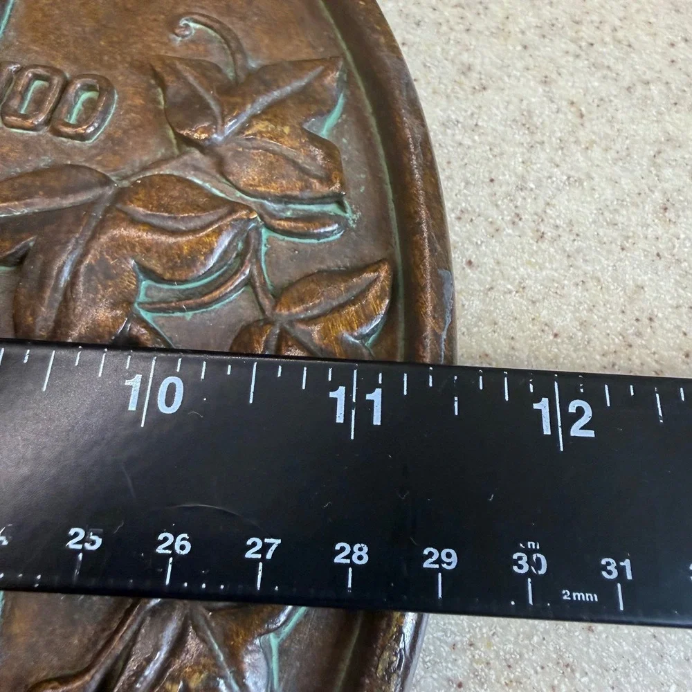 Bronze Sun Face Wall Clock & Thermometer Celestial Indoor/Outdoor Decor 11.5